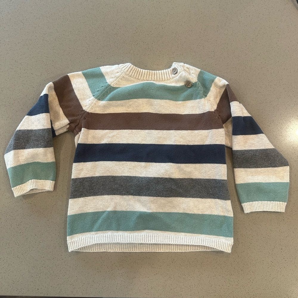 H & M Knit Striped Crewneck Multi-Colored Striped Sweater Size 18 Months